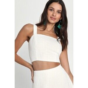 Lulus Elevated Attitude White Tweed Sleeveless Two-piece Skort Romper - Size M